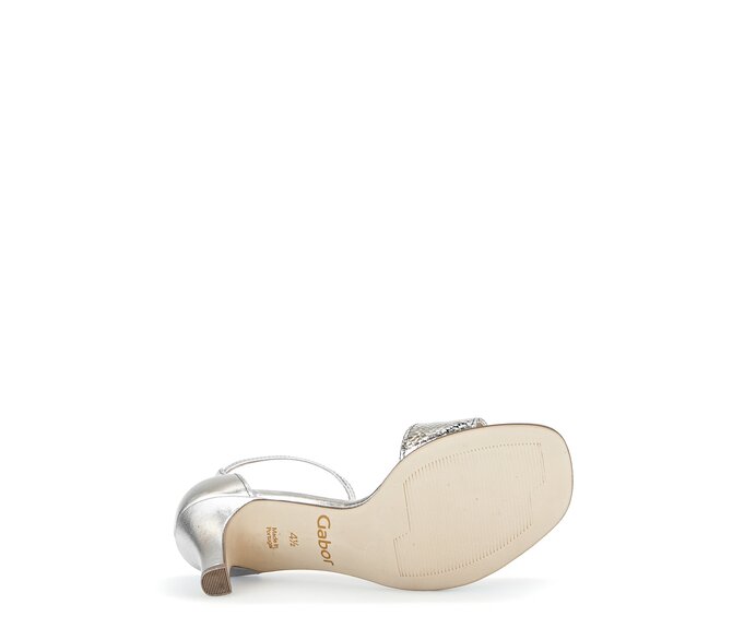 Gabor Damen  Riemchensandale Silber - Materialmix Leder