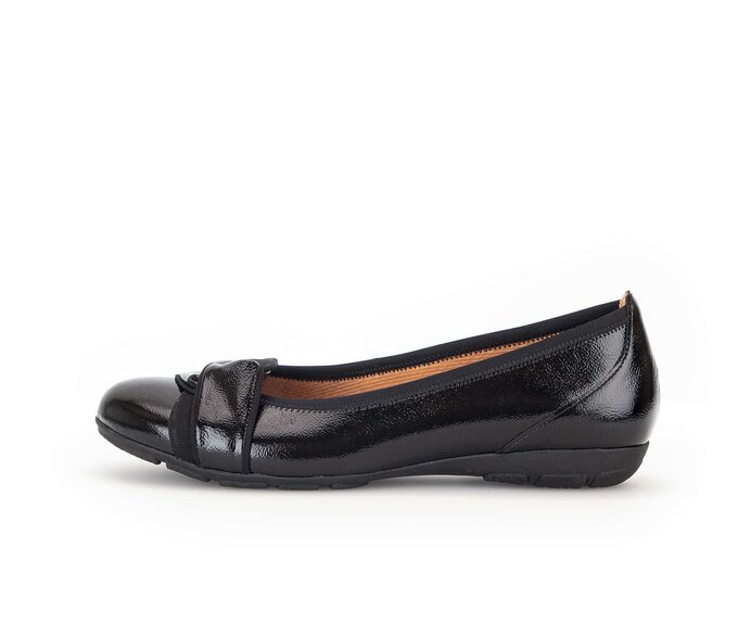 Gabor Damen Sportliche Ballerina Schwarz - Lackleder