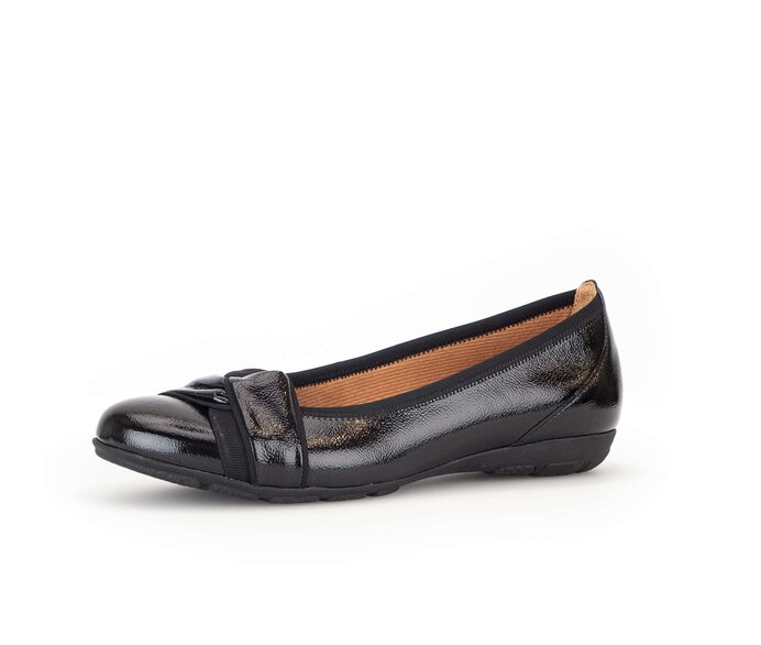 Gabor Damen  Sportliche Ballerina Schwarz - Lackleder