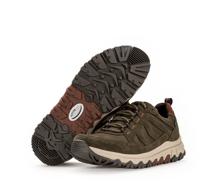 Gabor Herren Rollingsoft Sneaker Low Grün - Materialmix Leder/Textil
