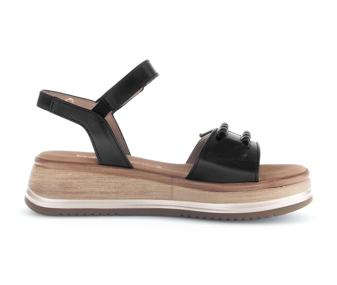 Gabor Damen  Plateau Sandale Schwarz - Glattleder
