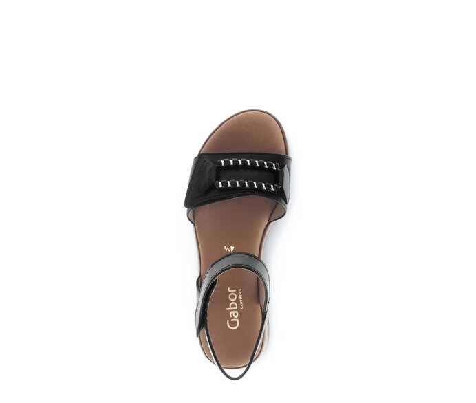 Gabor Damen  Plateau Sandale Schwarz - Glattleder