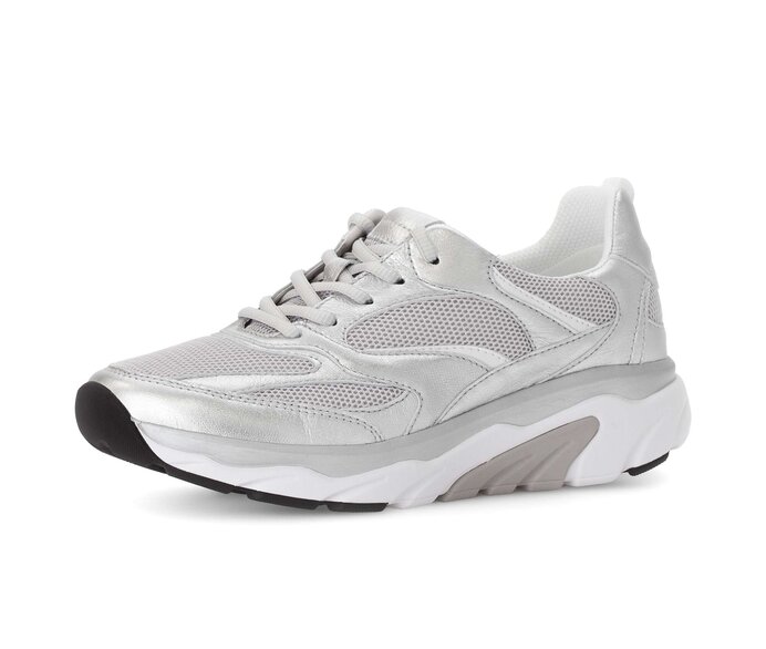 Gabor Damen  Sneaker Low Silber - Materialmix Leder/Lederimitat