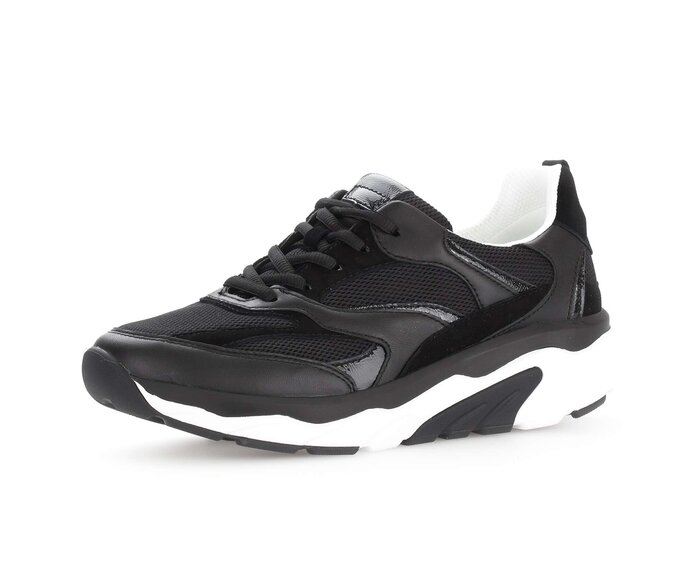 Gabor Damen  Sneaker Low Schwarz - Materialmix Leder/Lederimitat