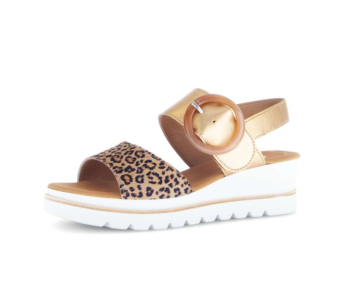 Gabor Damen  Plateau Sandale Beige - Materialmix Leder
