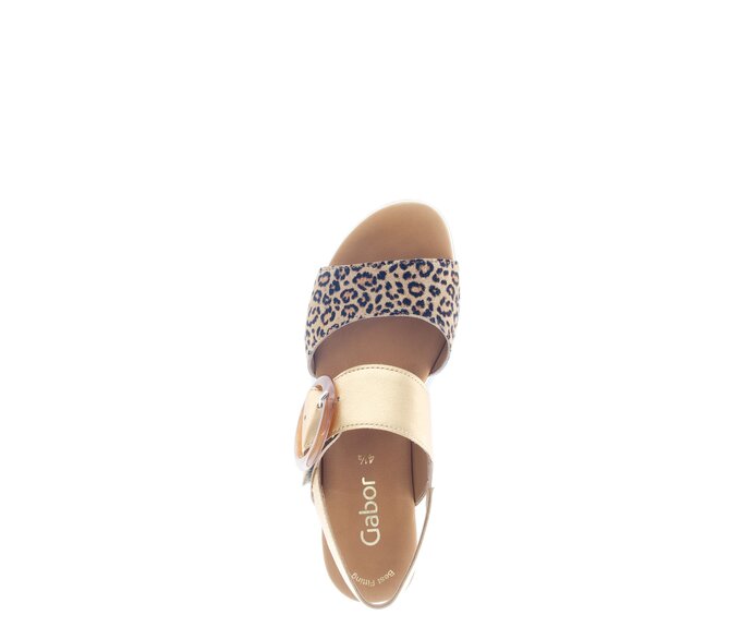 Gabor Damen  Plateau Sandale Beige - Materialmix Leder