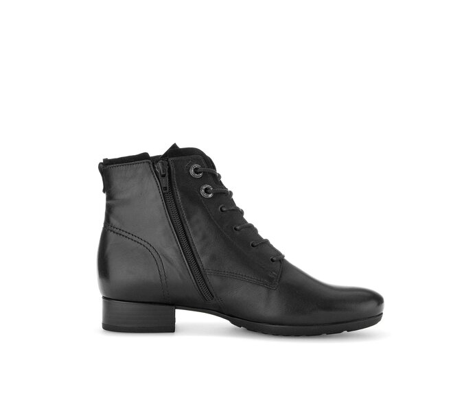 Gabor Damen  Schnürstiefelette Schwarz - Glattleder