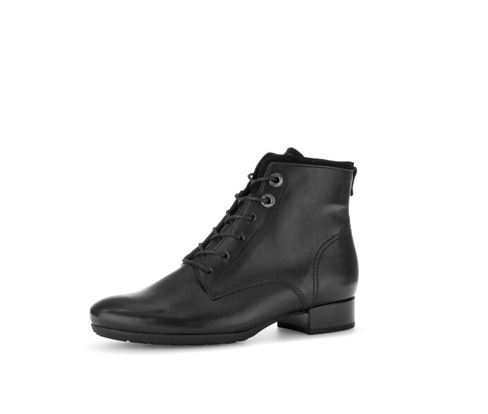 Gabor Damen  Schnürstiefelette Schwarz - Glattleder