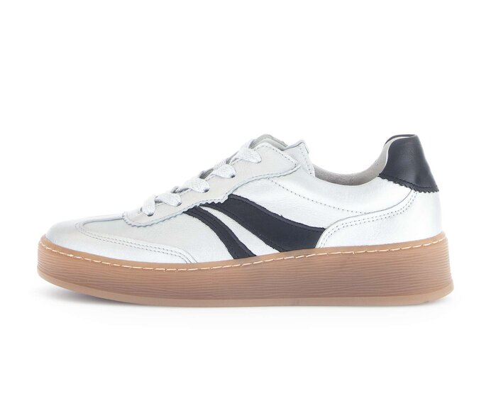 Gabor Damen Sneaker Low Silber - Materialmix Leder
