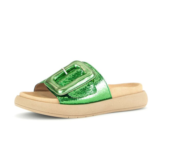 Gabor Damen  Pantolette Grün - Materialmix Leder