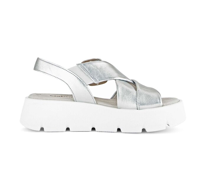 Gabor Damen  Plateau Sandale Silber - Effektleder