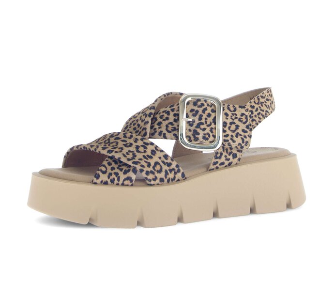 Gabor Damen  Plateau Sandale Beige - Rauleder