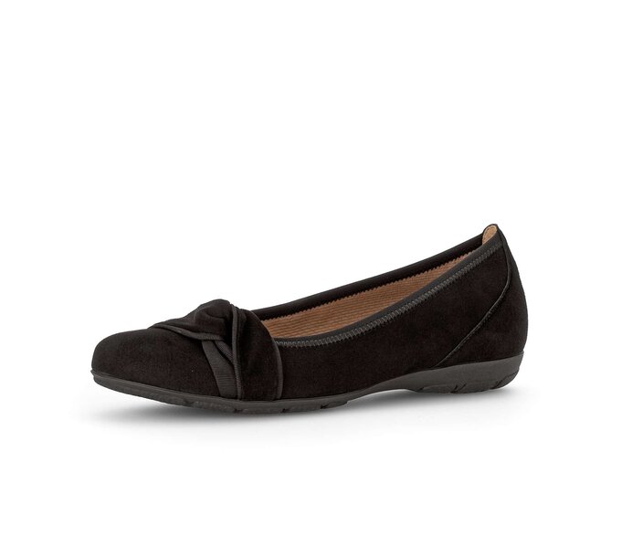 Gabor Damen  Sportliche Ballerina Schwarz - Rauleder