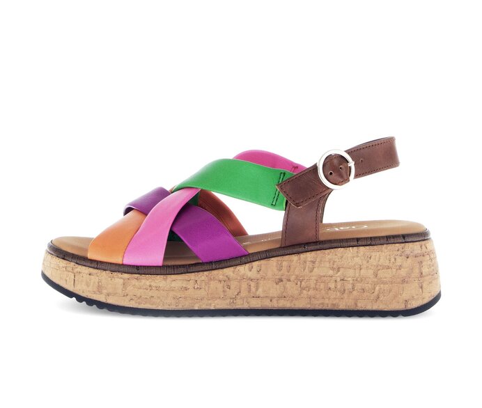 Gabor Damen Plateau Sandale Multicolour - Materialmix Leder