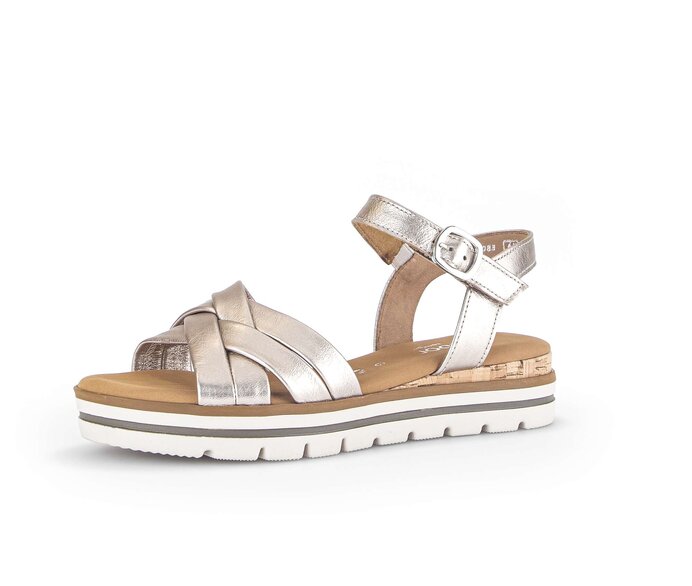 Gabor Damen  Keilsandalette Gold - Effektleder