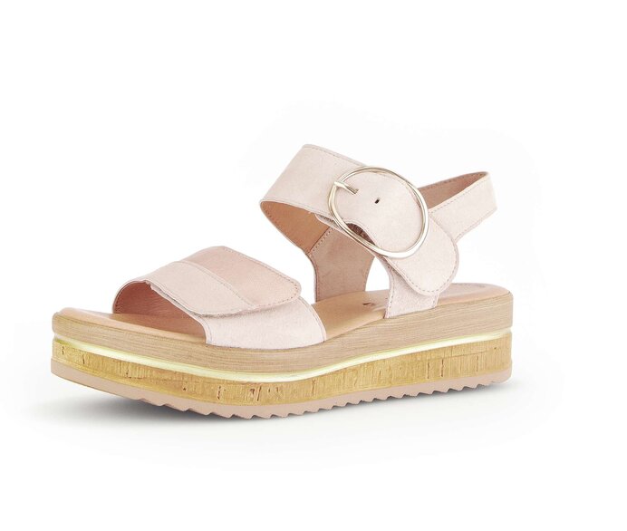 Gabor Damen  Plateau Sandale Rosa - Materialmix Leder