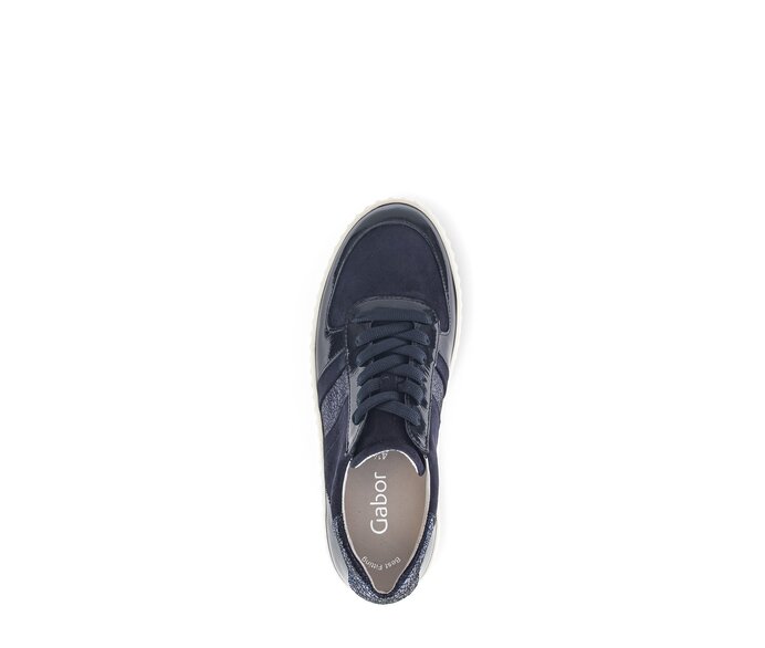 Gabor Damen  Sneaker Low Blau - Materialmix Leder