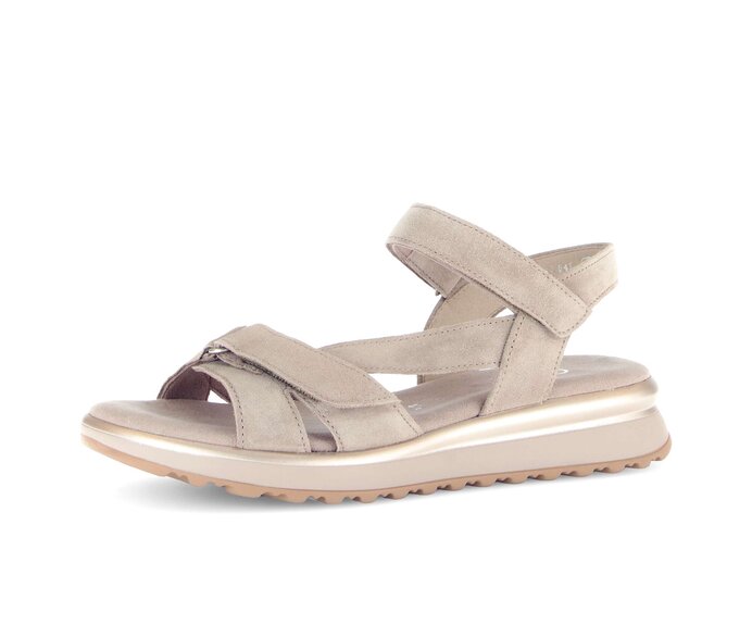 Gabor Damen  Riemchensandale Beige - Rauleder