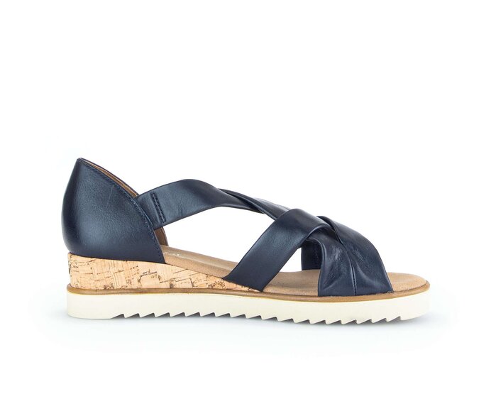 Gabor Damen  Keilsandalette Blau - Glattleder