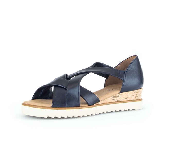 Gabor Damen  Keilsandalette Blau - Glattleder