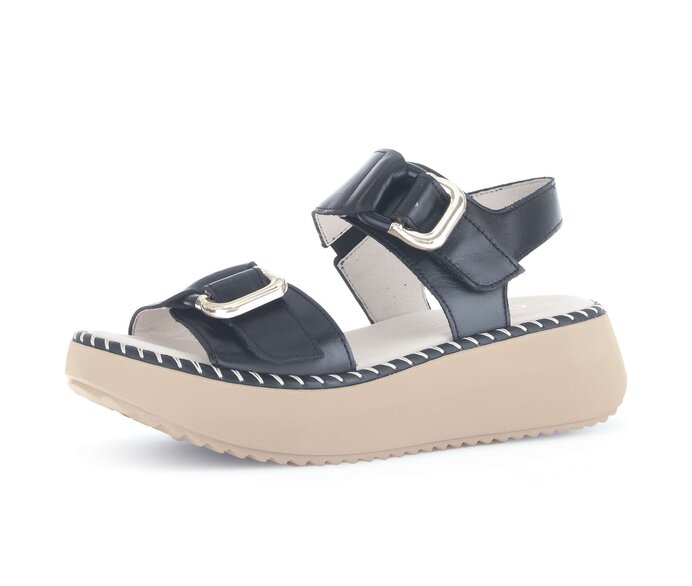 Gabor Damen  Plateau Sandale Schwarz - Glattleder