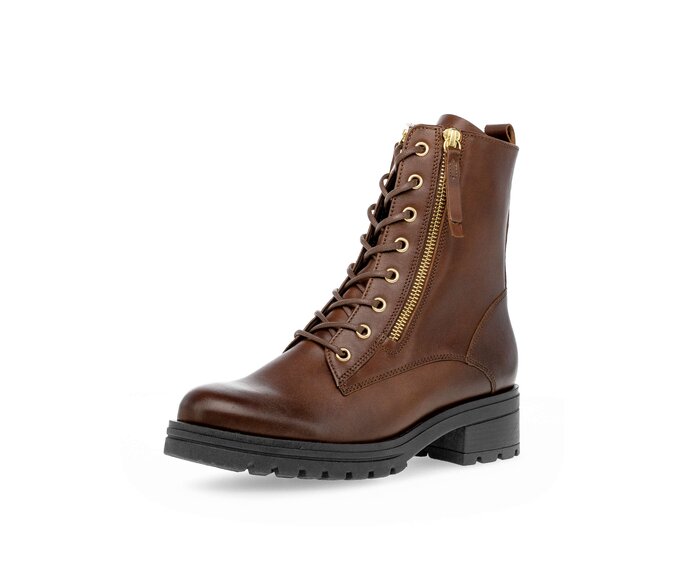 Gabor Damen  Schnürstiefelette Braun - Glattleder