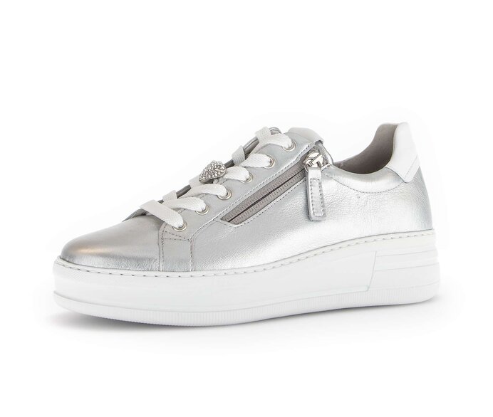 Gabor Damen  Sneaker Low Silber - Materialmix Leder