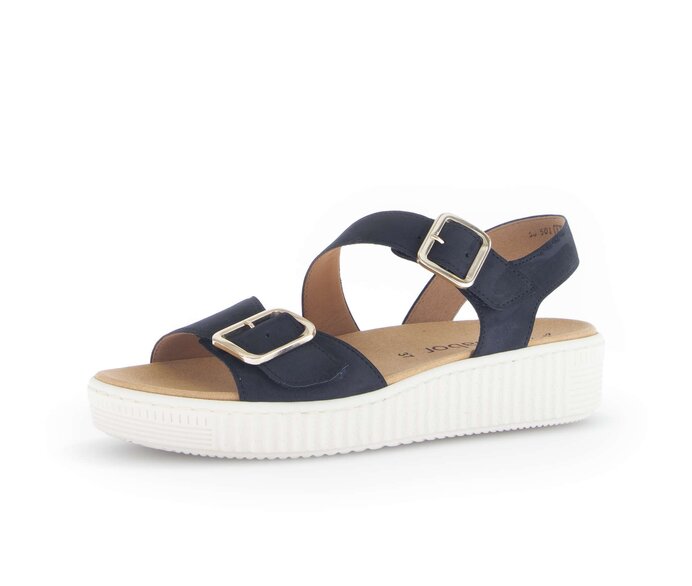 Gabor Damen  Plateau Sandale Blau - Rauleder