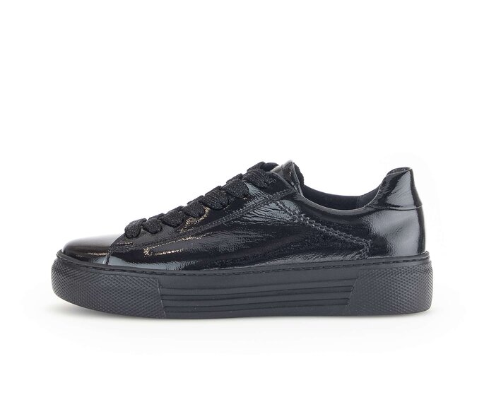 Gabor Damen Sneaker Low Schwarz - Lackleder