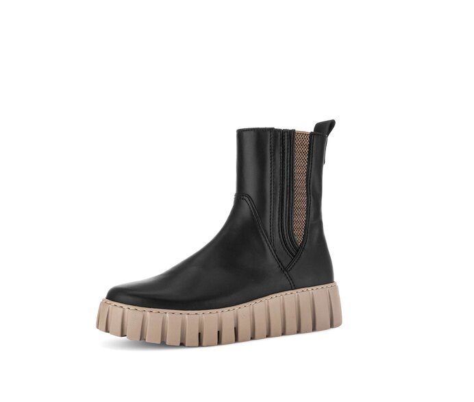 Gabor Damen  Plateau Stiefelette Schwarz - Glattleder