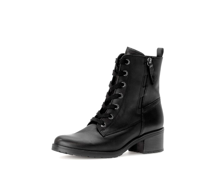 Gabor Damen  Schnürstiefelette Schwarz - Glattleder