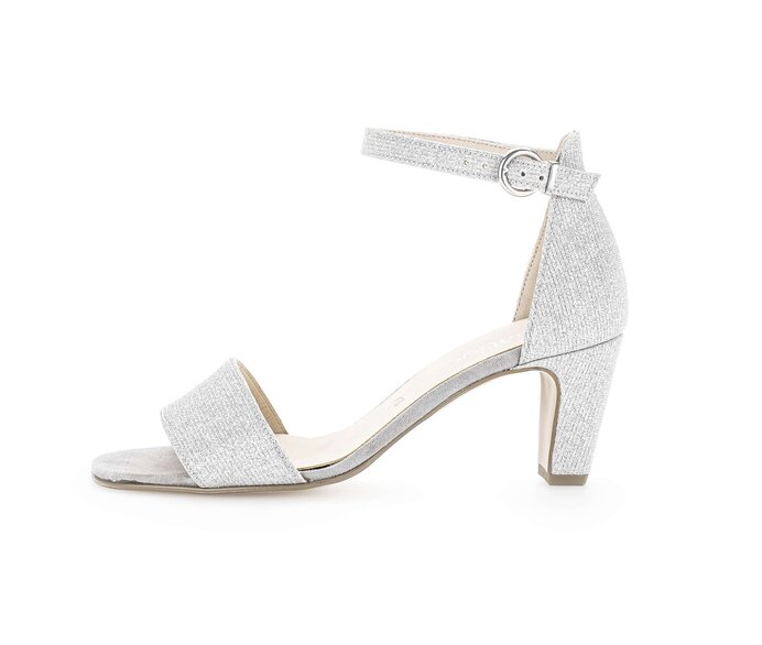 Gabor Damen Riemchensandale Silber - Materialmix Leder/Lederimitat