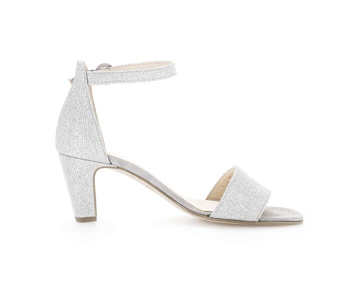 Gabor Damen  Riemchensandale Silber - Materialmix Leder/Lederimitat