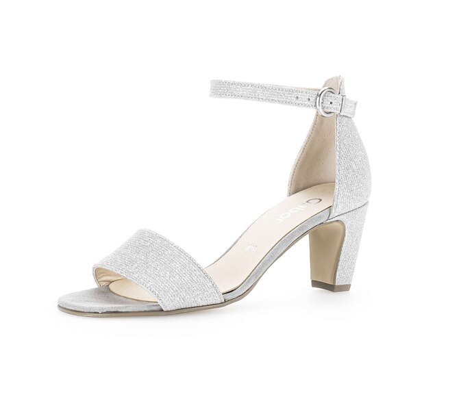 Gabor Damen  Riemchensandale Silber - Materialmix Leder/Lederimitat
