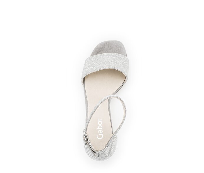 Gabor Damen  Riemchensandale Silber - Materialmix Leder/Lederimitat