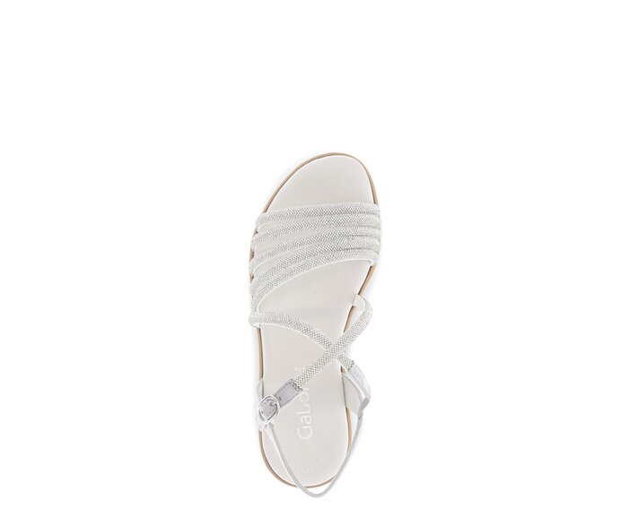 Gabor Damen  Plateau Sandale Silber - Materialmix Leder/Lederimitat