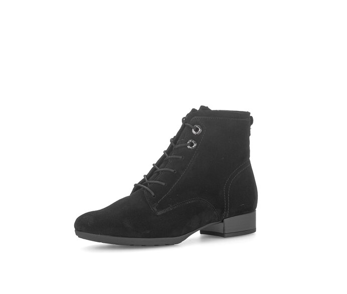 Gabor Damen  Schnürstiefelette Schwarz - Rauleder