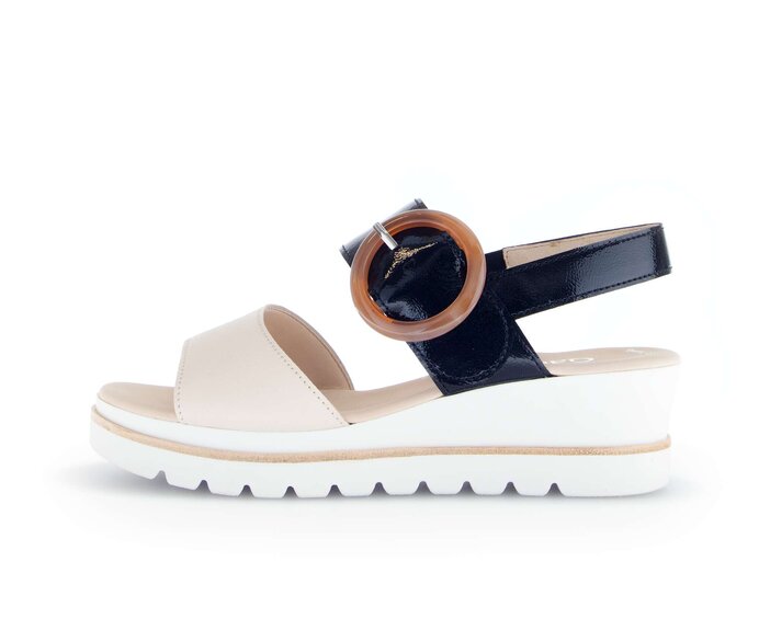Gabor Damen Plateau Sandale Beige - Materialmix Leder