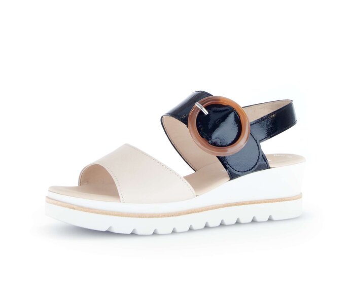Gabor Damen  Plateau Sandale Beige - Materialmix Leder