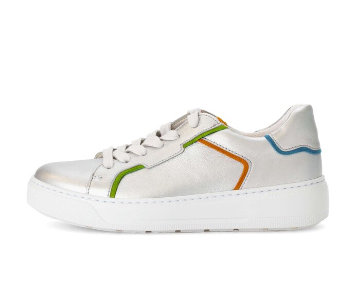 Gabor Damen Sneaker Low Silber - Materialmix Leder