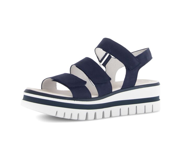 Gabor Damen  Plateau Sandale Blau - Rauleder