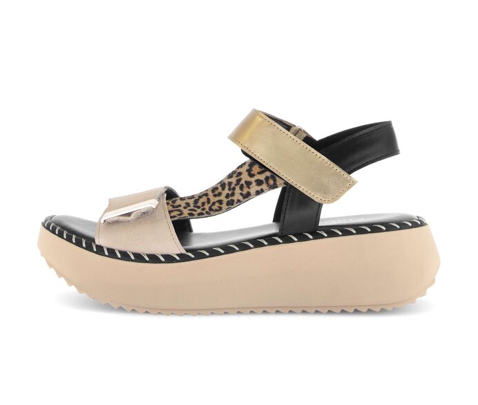 Gabor Damen Plateau Sandale Beige - Materialmix Leder
