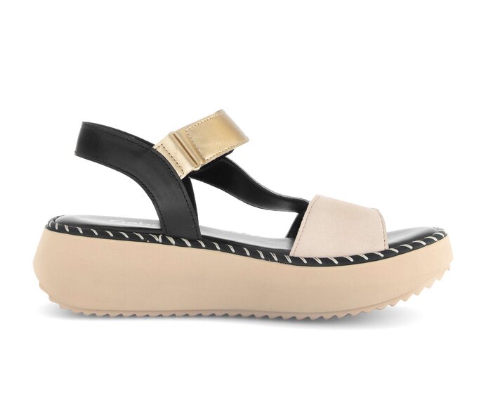 Gabor Damen  Plateau Sandale Beige - Materialmix Leder