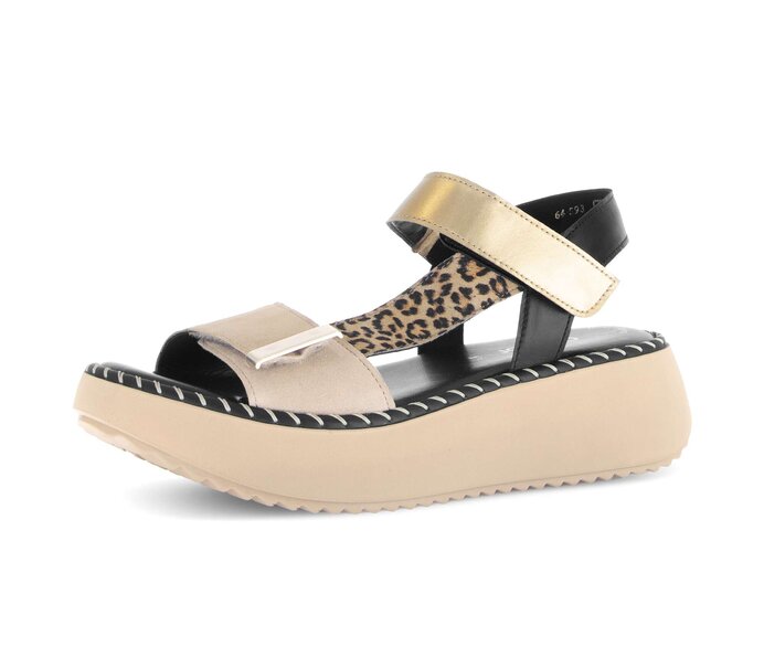 Gabor Damen  Plateau Sandale Beige - Materialmix Leder