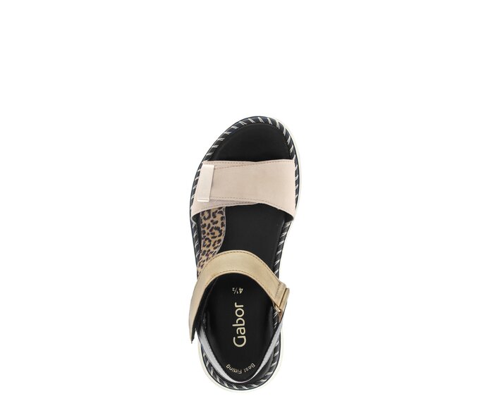 Gabor Damen  Plateau Sandale Beige - Materialmix Leder