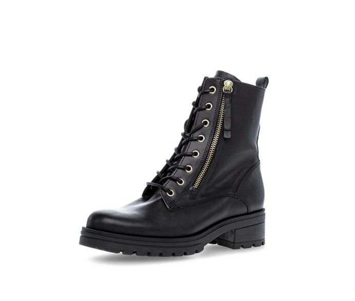 Gabor Damen  Schnürstiefelette Schwarz - Glattleder