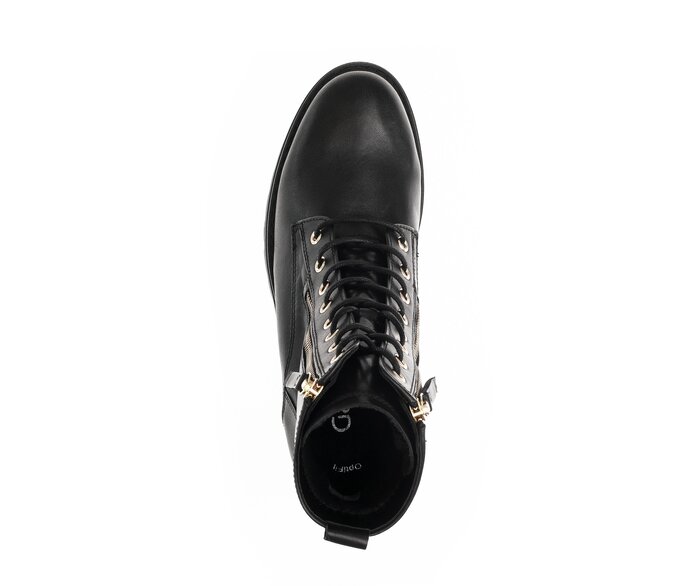 Gabor Damen  Schnürstiefelette Schwarz - Glattleder