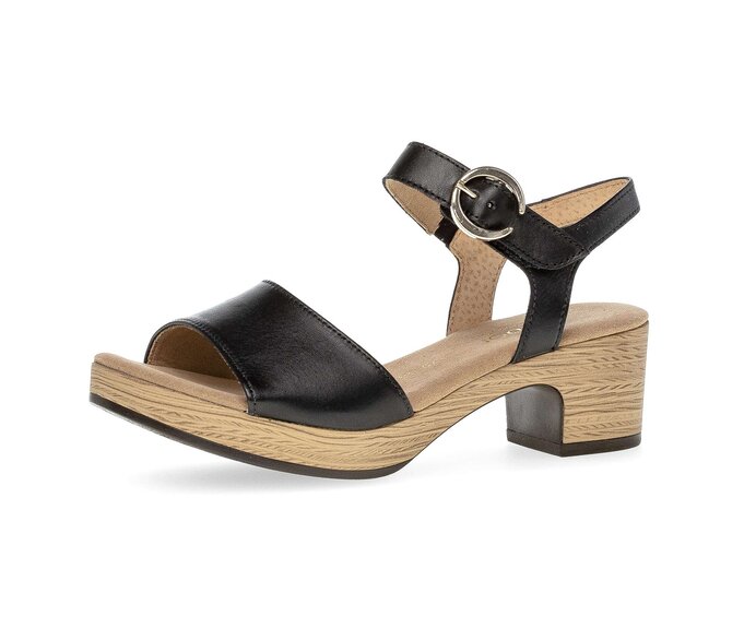 Gabor Damen  Plateau Sandale Schwarz - Glattleder