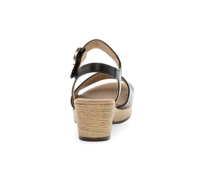 Gabor Damen  Plateau Sandale Schwarz - Glattleder