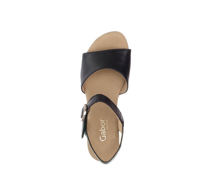 Gabor Damen  Plateau Sandale Schwarz - Glattleder
